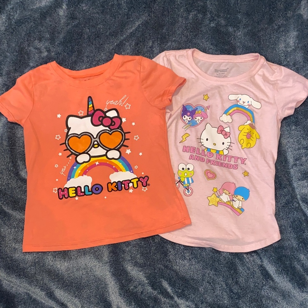 Hello Kitty Kids' Rainbow Orange and Pink Tees